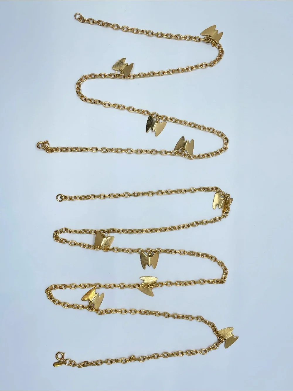 Vintage Sarah Coventry Butterfly Chain Necklace Gold Layered Boho Minimalist Set